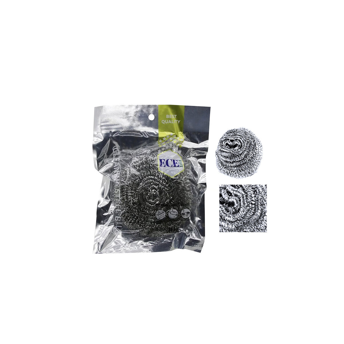 ECE LIFE EC-202 ( 40 GR ) ENDÜSTRİYEL BULAŞIK OVMA ( TOP TELİ ) ( %100 PASLANMAZ ÇELİK ) ( SERT YÜZEYLER İÇİN TEMİZLİK TOPU )*300