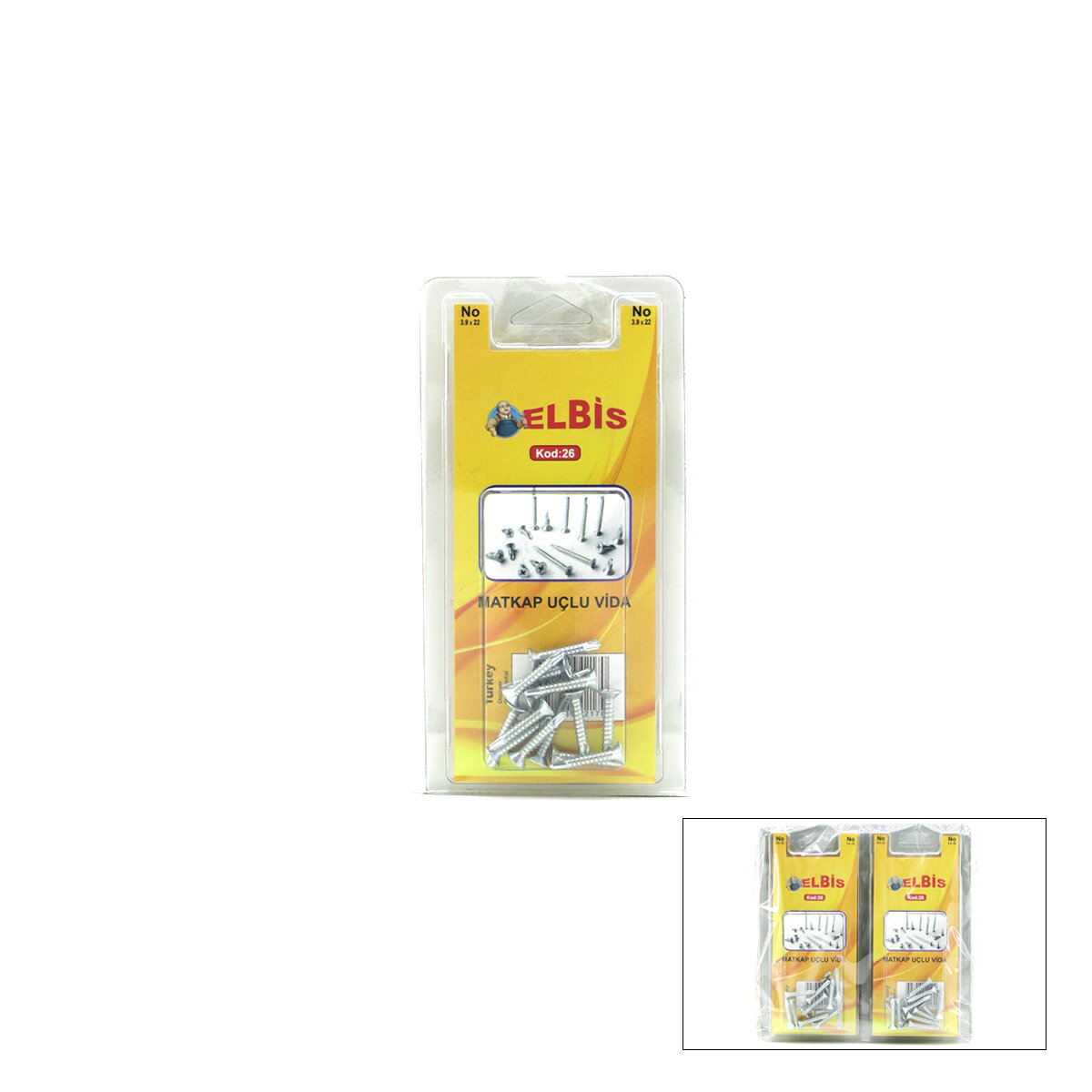 ELBİS-26 ( 3.9X22 ) MATKAP UÇLU VİDA YHB ( 22PCS )*12X24