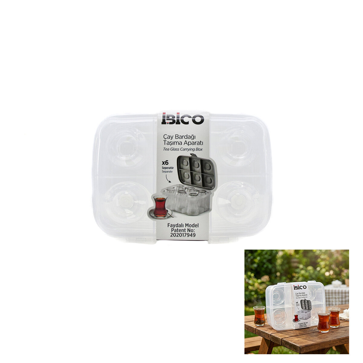 İBİCO K17-001 ( 6LI ) ( ÇAY BARDAK ) TAŞIMA APARATI ( ŞEFFAF PLASTİK )*24=K İBİCO K17-001 ( 6LI ) ( ÇAY BARDAK ) TAŞIMA APARATI ( ŞEFFAF PLASTİK )*24=K