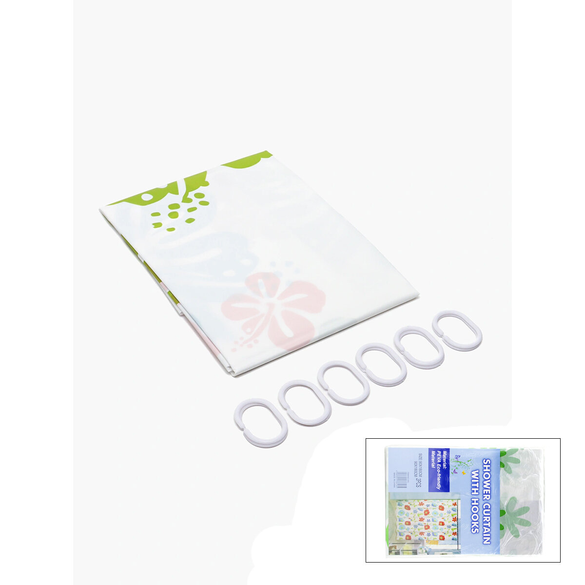 BİH SHOWER CURTAIN-616-617 T0812-06 ( ÇİF KANAT ) PVC BANYO PERDESİ ( 2 PCS X 90X180CM & 12 HALKALI )*144