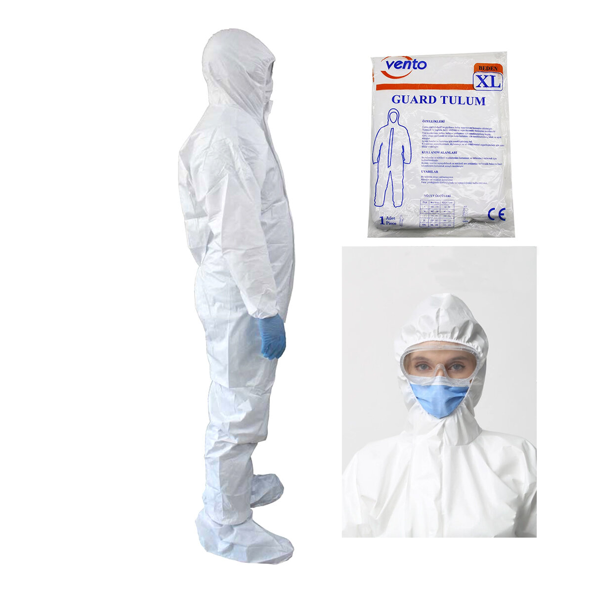 VENTO ( XL ) GUARD ( KORUYUCU ) TULUM ( BEYAZ & HAFİF & NON-WOVEN KUMAŞ ) ( BOY: 179-187CM & GÖĞÜS: 108-115CM)*50