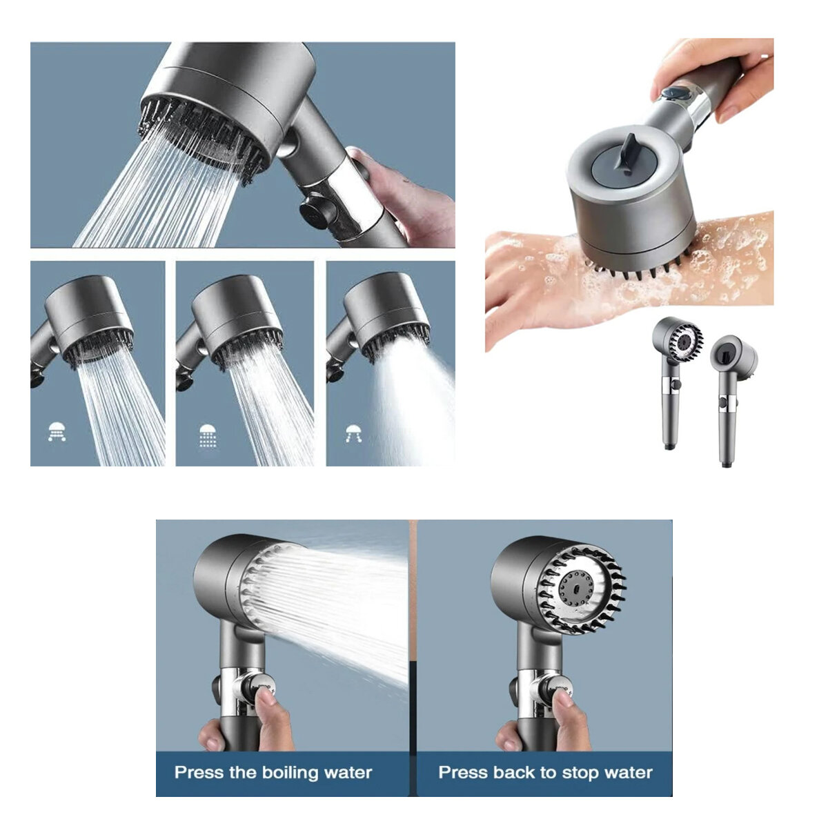 İBİCO K13-043 ( MASAJ UÇLU=ELASTİK SİLİKON ) ULTRA DUŞ BAŞLIK ( 360° ) ( 3 MOD= FONKSİYONLU ) ( SU STOP TUŞLU )*40
