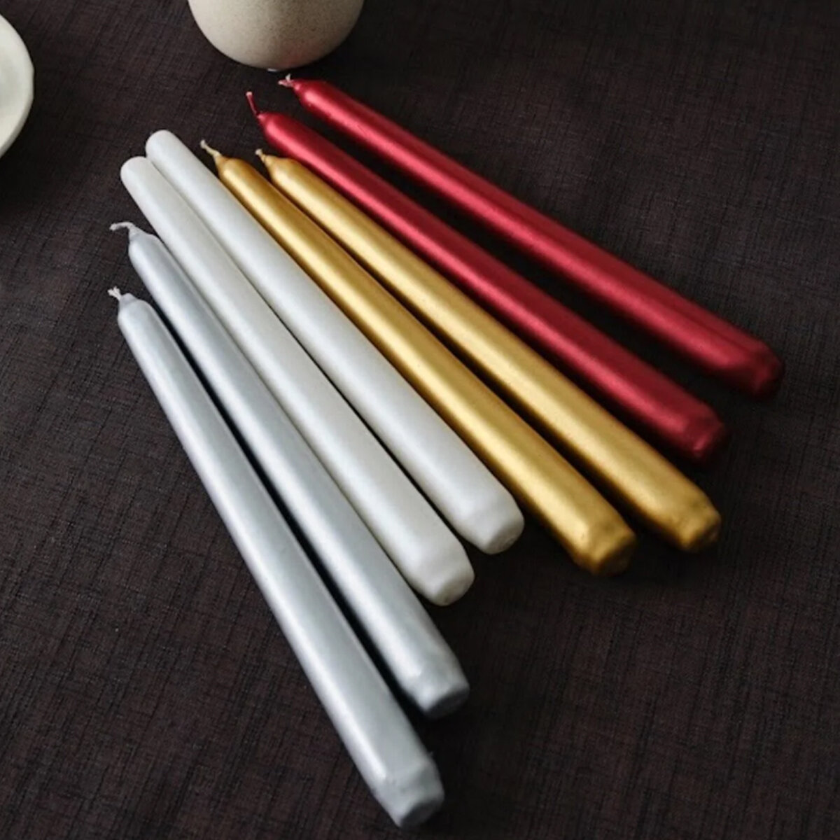GÜL MUM KOD-252  ( 4PCS ) CANDLE METALİK RENKLER ŞAMDAN MUM 25CM*40
