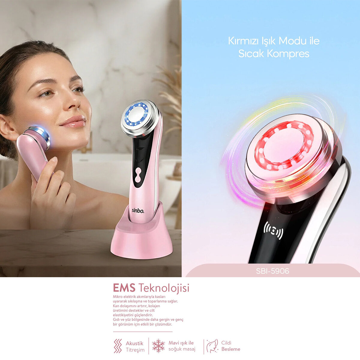 SİNBO SBI-5906 RADYO FREKANSLI ( YÜZ & BOYUN ) KIRIŞIKLIK GİDERİCİ*32