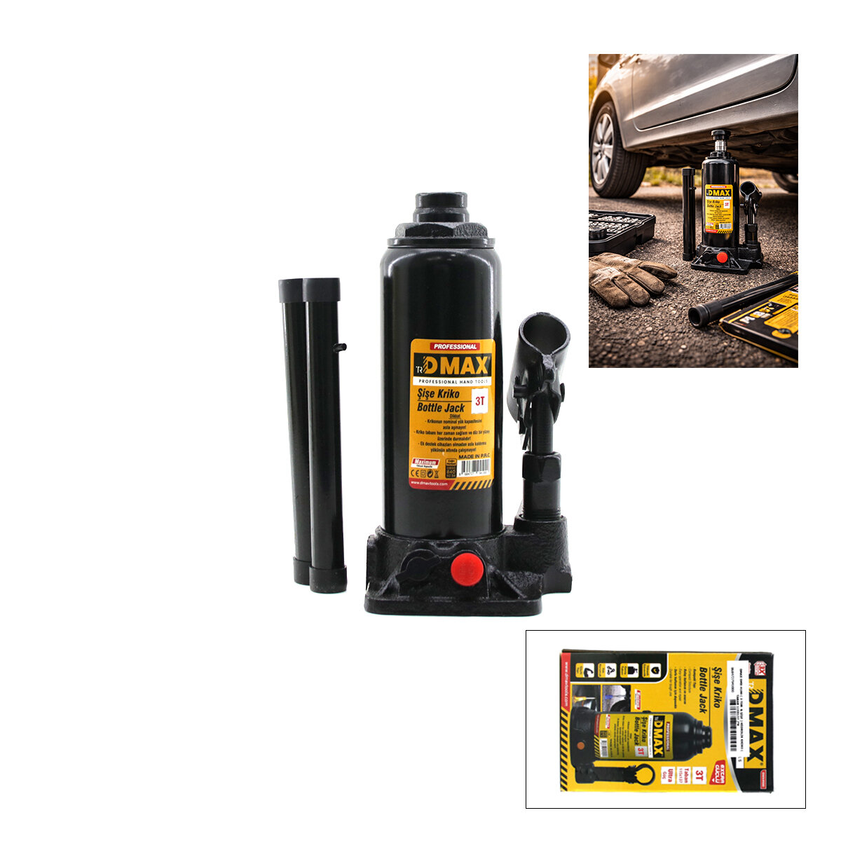 DMAX DMX-4100 ( 3 TON  & ŞİŞE ) HİDROLİK KRİKO ( TABAN 115X137 )*8