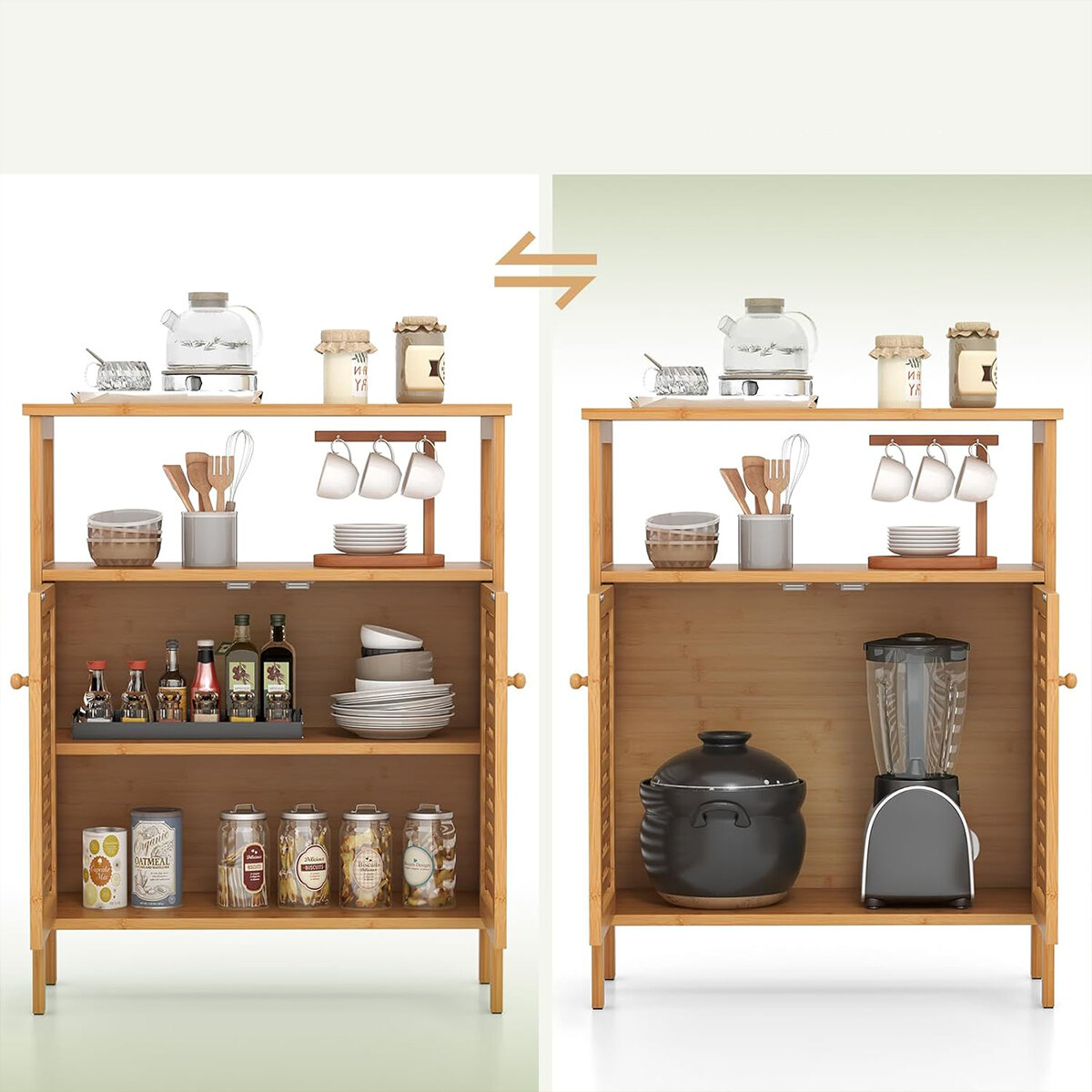 İBİCO İ21-149 ÇOK AMAÇLI DOLAP ( AHŞAP BAMBU ) ( ORGANİZER RAFLI ) ( 66X33X85CM ) *4