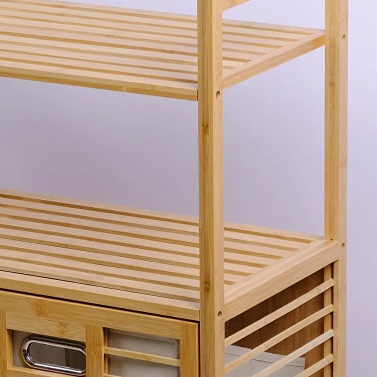 İBİCO İ21-150 KİRLİ ( 2 KAT ORGANİZER RAFLI & 2 BÖLMELİ ) ( ÖNDEN ÇEK AÇ ) ( KALIN AHŞAP BAMBU ) KİRLİ ÇAMAŞIR SEPETİ ( 80X33X87CM )*4