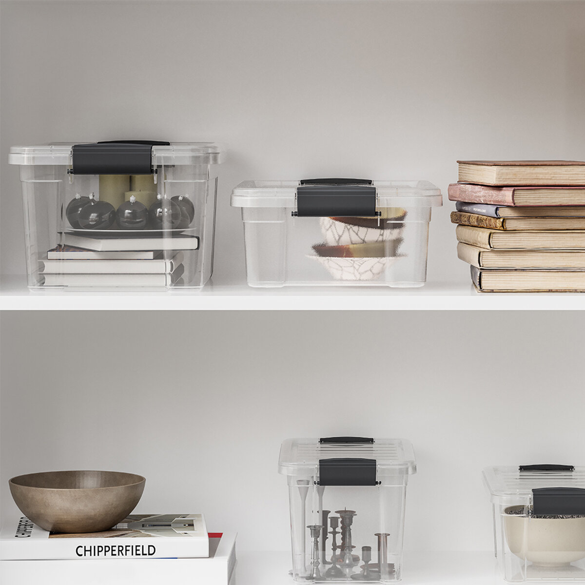 DÜNYA DP-33105-102 ( 13LT ) ( ŞEFFAF ) ÇOK AMAÇLI SAKLAMA KUTUSU & ORGANİZER ( KİLİTLİ KAPAK ) ( 445X305X135MM )*12=K