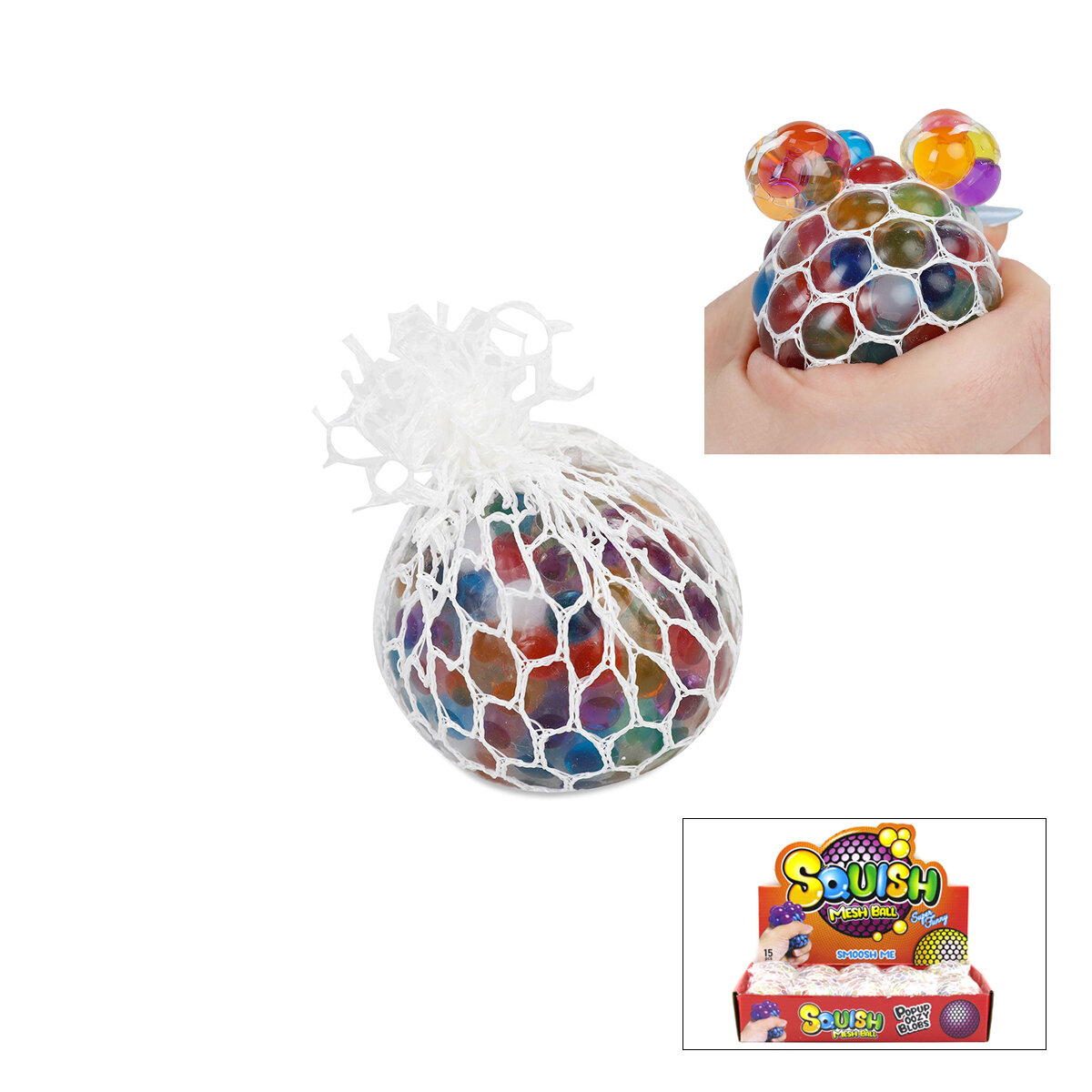 SQUISHY MESH BALL KOD-3039 ( FİLELİ ) ( BEYİN ) STRES TOPU ( SIKIŞTIRMALI SULU TOPLAR ) ( 65MM )*15X24