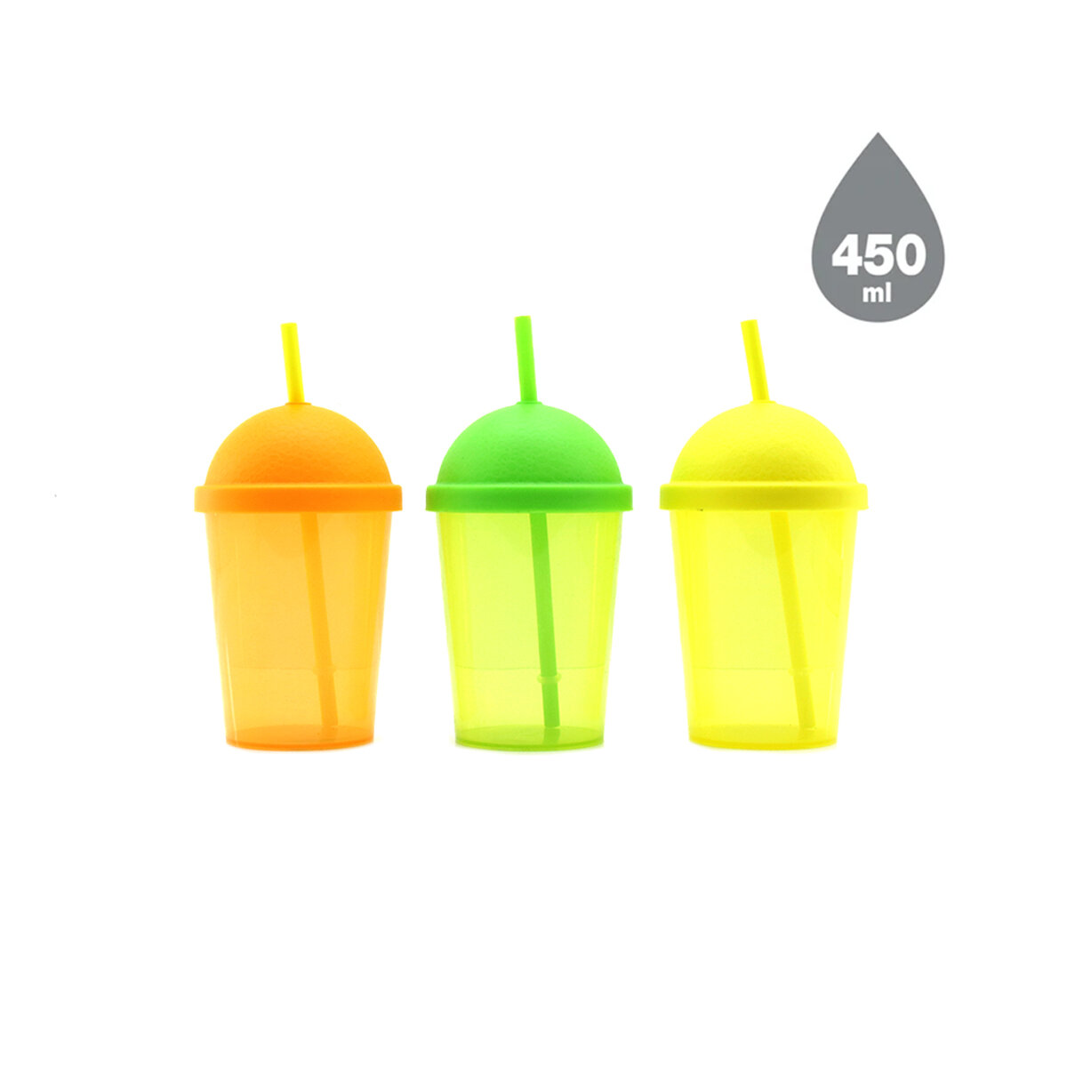 QLUX L-01020 ( ŞEFFAF RENKLİ )  RAINBOW PİPETLİ BARDAK PLASTİK ( 450ML )*12X10