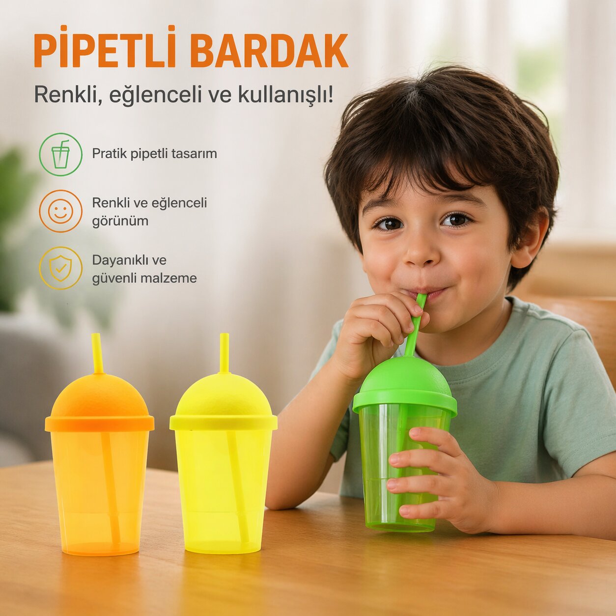 QLUX L-01020 ( ŞEFFAF RENKLİ )  RAINBOW PİPETLİ BARDAK PLASTİK ( 450ML )*12X10
