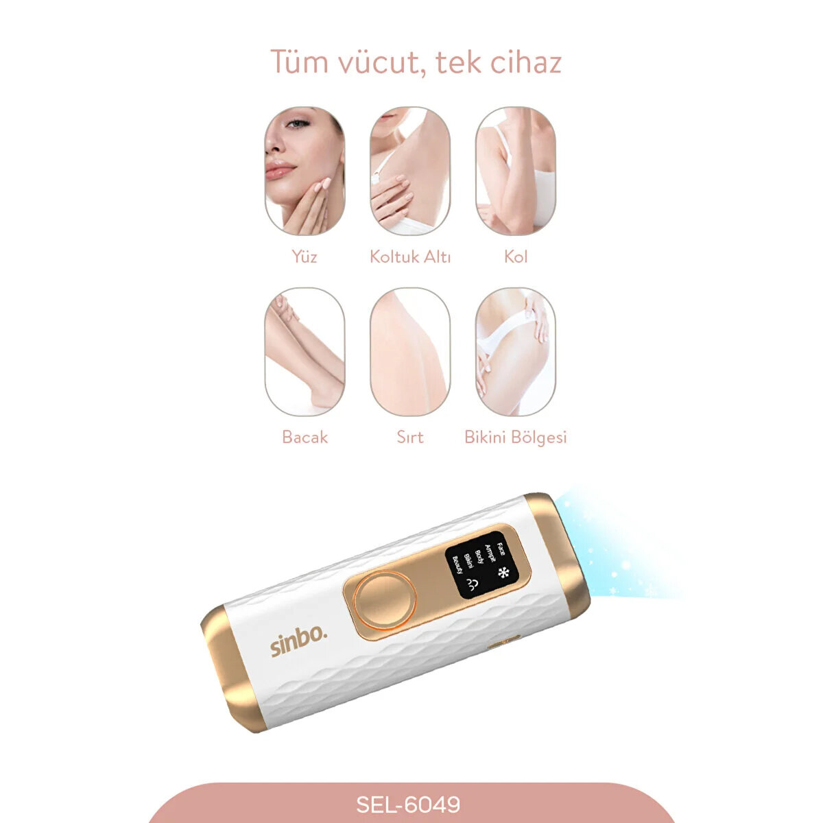 SİNBO SEL-6049 ( IPL ) BUZ LAZER EPİLATÖR & EPİLASYON CİHAZI ( 5 FARKLI MOD & LCD EKRAN ) (TÜM VÜCUT UYGUN)*20