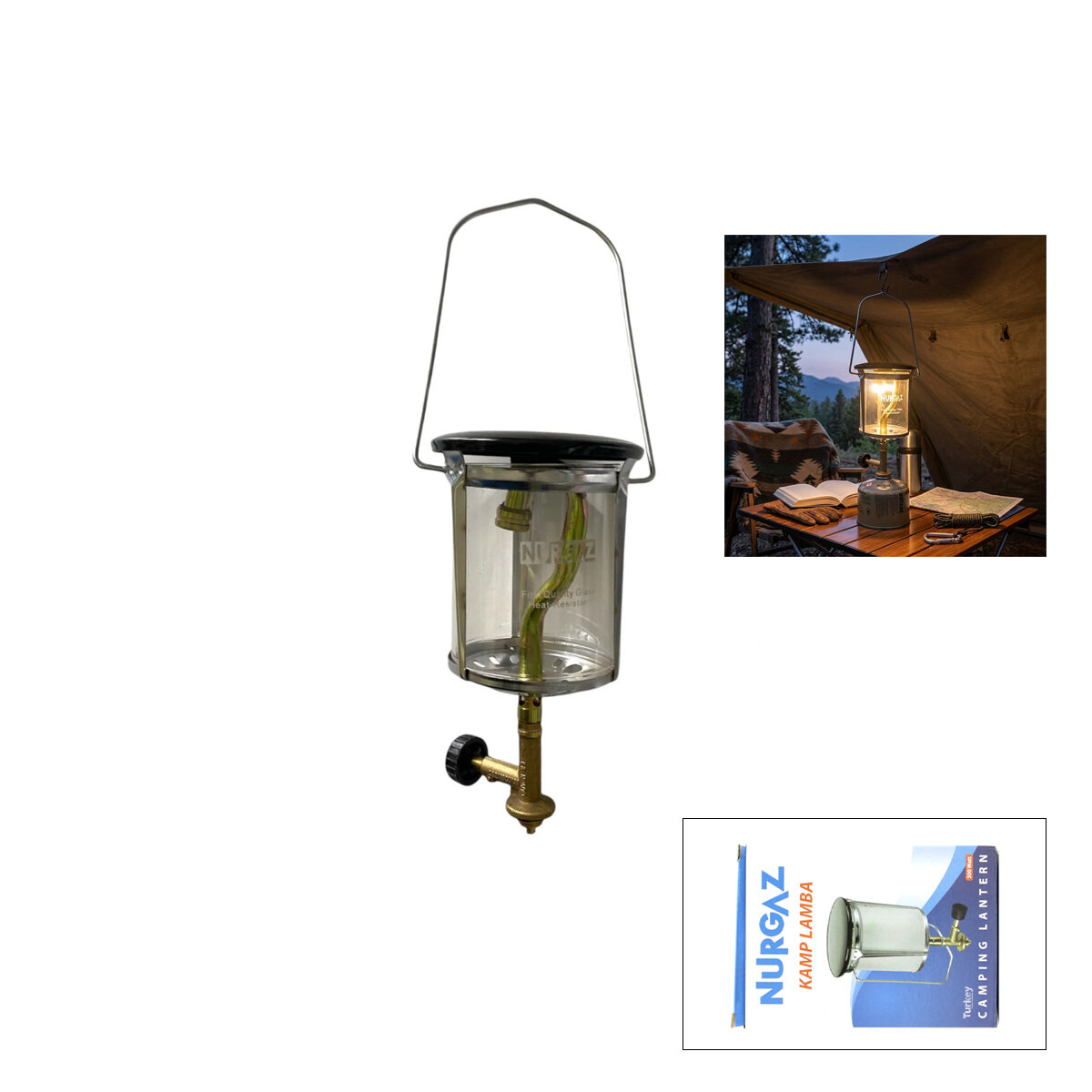 NURGAZ NG-410 ( KÜÇÜK ) KAMP LAMBA ( LÖKÜS ) TÜP ÜZERİ ( AYGAZ DAR MUSLUK ) 300W*32