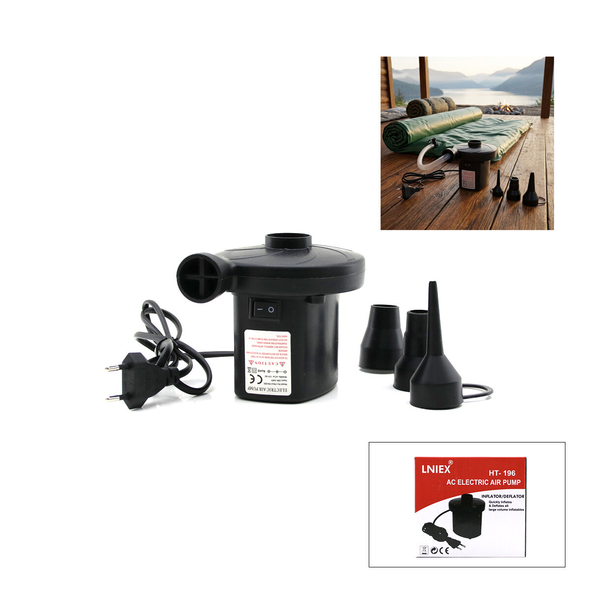 LNIEX HT-196 ELEKTRİKLİ HAVA POMPASI ( 2İN1= ŞİŞİRME & HIZLI BOŞALTMA ) ( TAŞINABİLİR )*24
