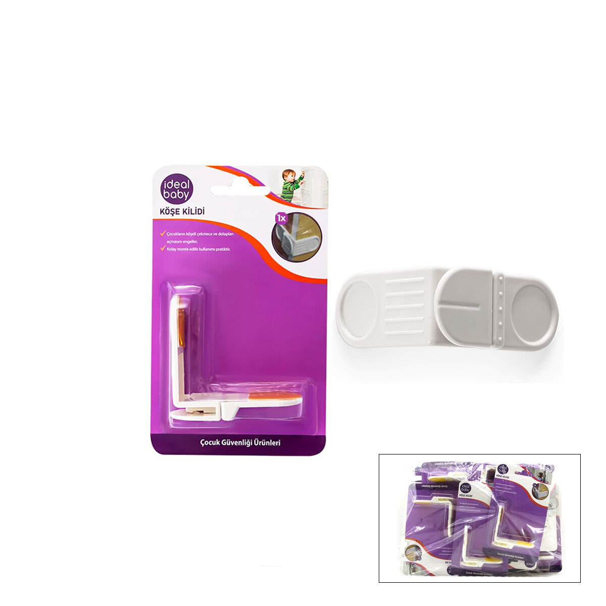 İDEAL BABY IDE-01 VİDASIZ KÖŞE KİLİT ( ÇOÇUK EMNİYET )*24X10