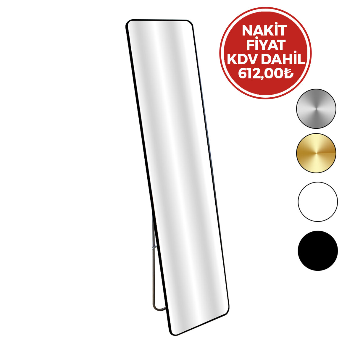 İBİCO İ15-063 ( DÜZ KENAR ) ( BOY ) AYNASI ( MİX RENKLİ ) ( 2İN1 KULLANIM= AYAKLI (AÇ-KAPA) & DUVARA MONTE ) ( 36X146CM )*6=K