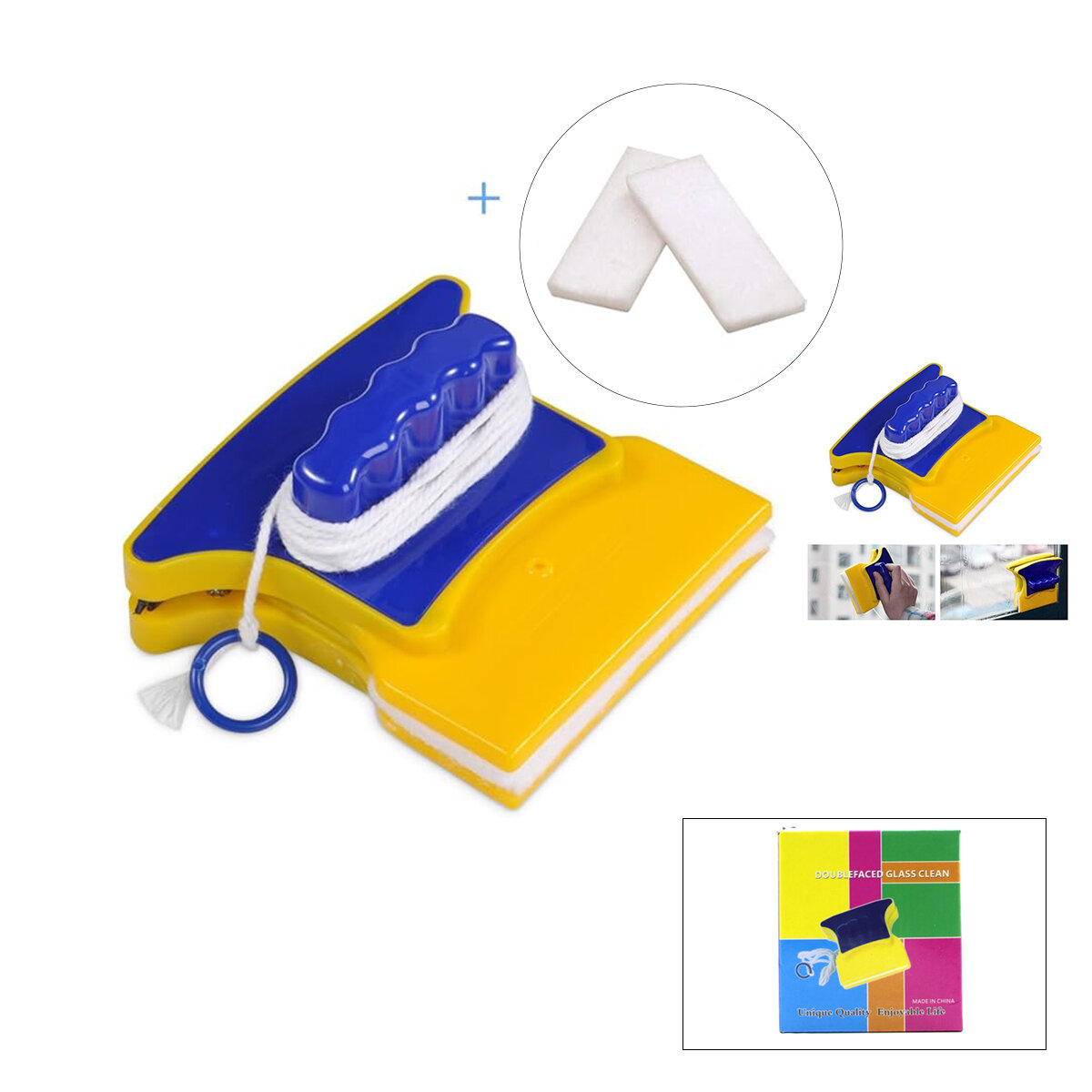 İBİCO DOUBLEFACED GLASS CLEAN İ21-119 İ21-097 ÇİFT TARAFLI MANYETİK CAM SİLME APARTI & CAMSİL  ( ÇİFT TARAFLI ) ( SÜNGER & SİLİCEK )*60