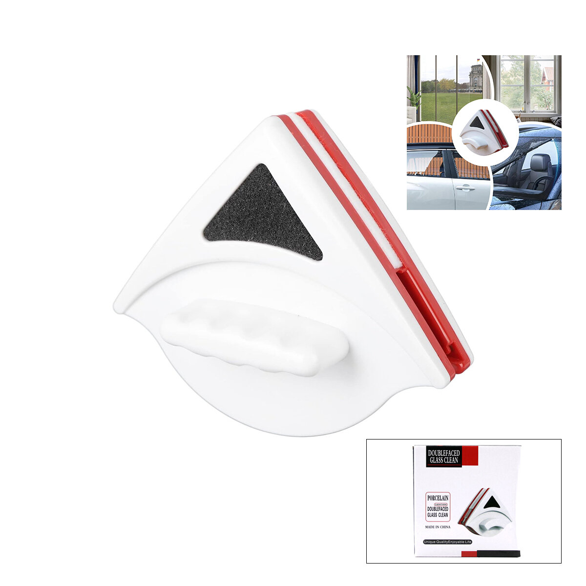 İBİCO DOUBLEFACED GLASS CLEAN İ21-120 İ12-097 ( ÜÇGEN ) ÇİFT TARAFLI MANYETİK CAM SİLME APARATI & CAMSİL ( ÇİFT TARAFLI ) ( SÜNGER & SİLİCEK )*60