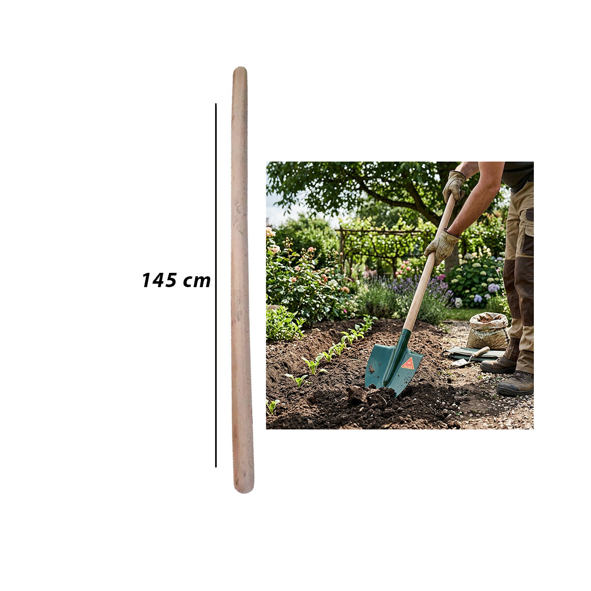 KRT-1125 S-0150 AHŞAP KÜREK SAP 145CM*1