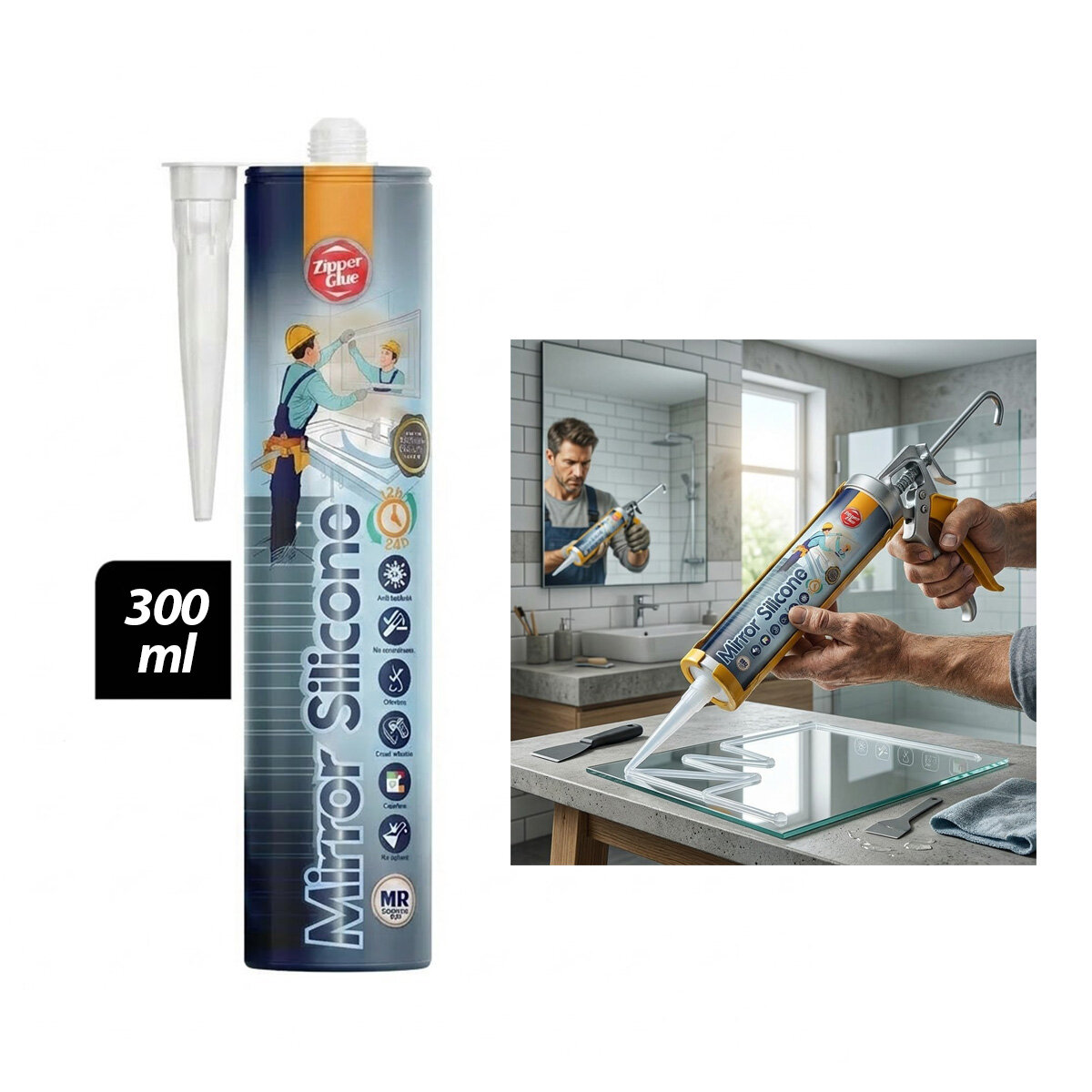 ZİPPER AYNA & CAM YAPIŞTIRICI ( ŞEFFAF ) 300ML*24=K