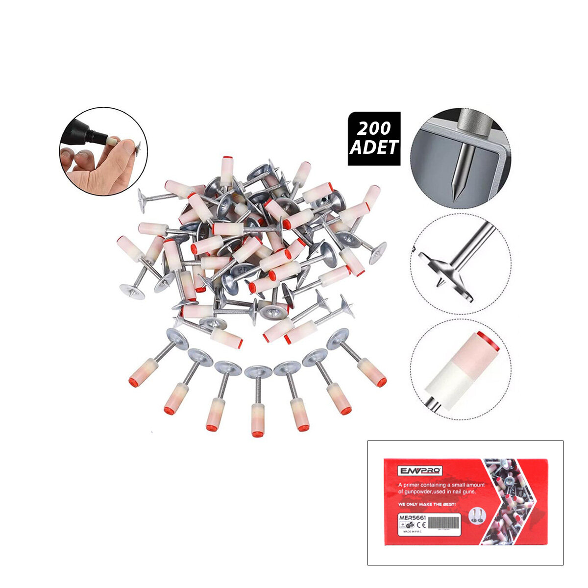 EMKA MER-5661 ( 200 PCS) BARUTLU ÇİVİ*30