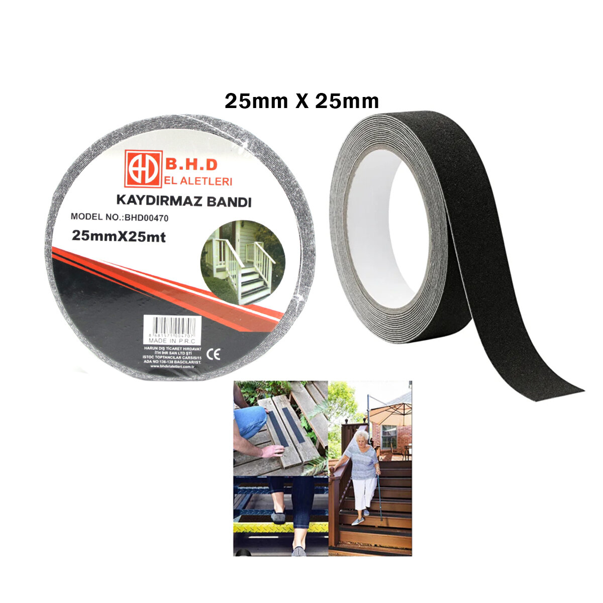 B.H.D BHD-00470 ( 25MM X 25MT ) ( KAYDIRMAZ ) ( SİYAH ) BANT*48