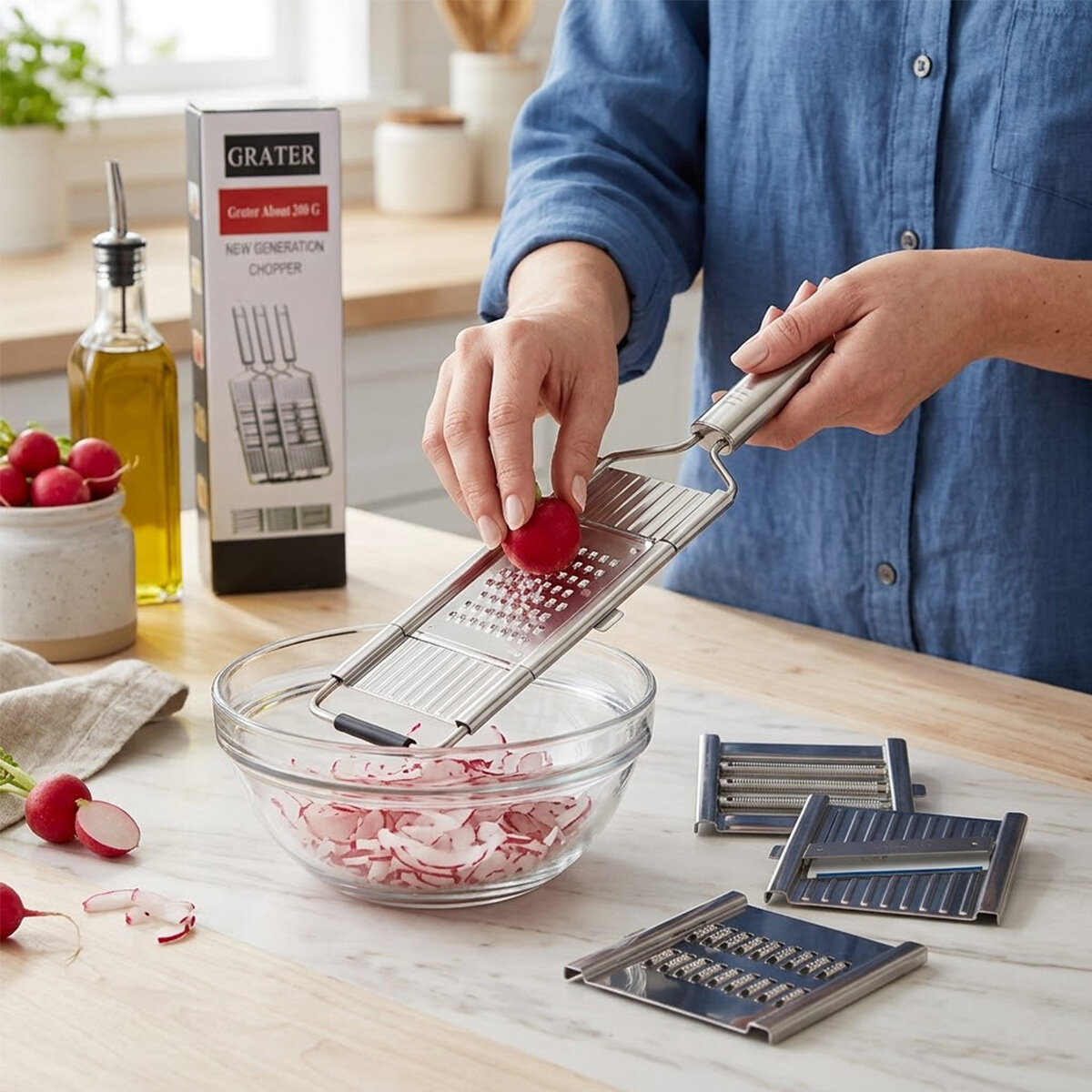 ENFA ENF-1010 GRATER ( 3İN1 ) LÜX METAL RENDE SETİ ( TAK--ÇIKAR= RENDE & SOYACAK & DİLİMLEME BAŞLIKLI )*60