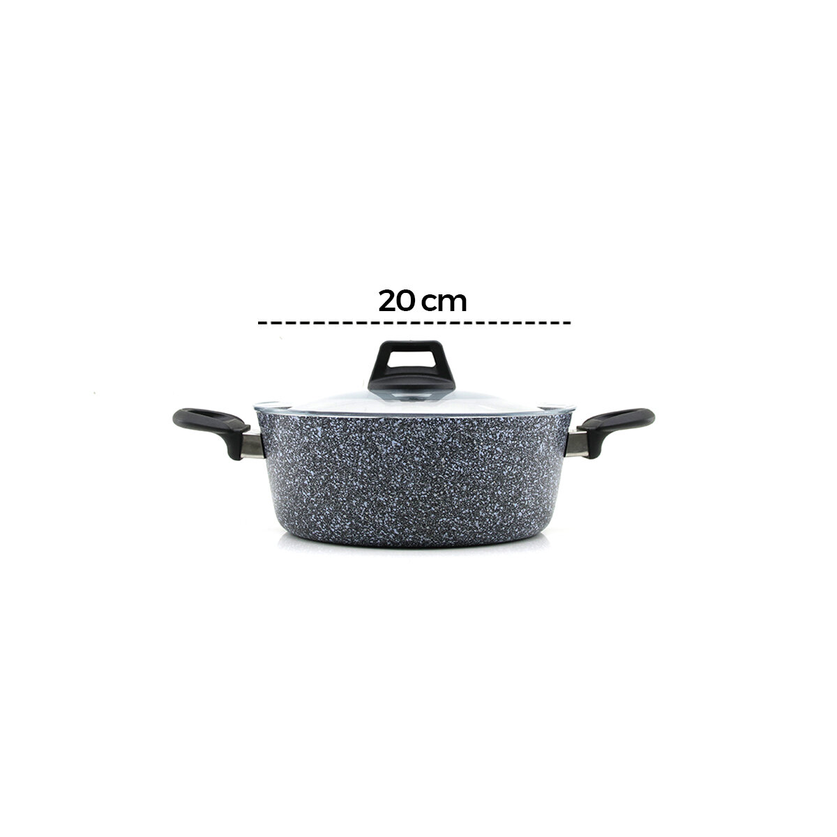GAB ÇIRAĞAN ( GRİ ) ( 7 PARÇA ) GRANİT TENCERE & TAVA SETİ ( 20-24CM DERİN & 27CM BASIK CAM KAPAK TENCERE & 26CM TAVA)*1