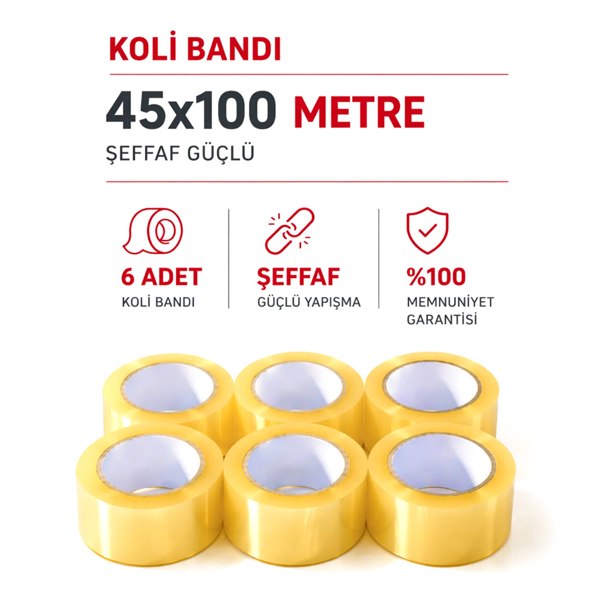 HASBANT PRO HAS-0015 ( ŞEFFAF ) ( FLEX HOTMELT PRO ) ( 45MMX100MT ) KOLİ BANTI*6X12