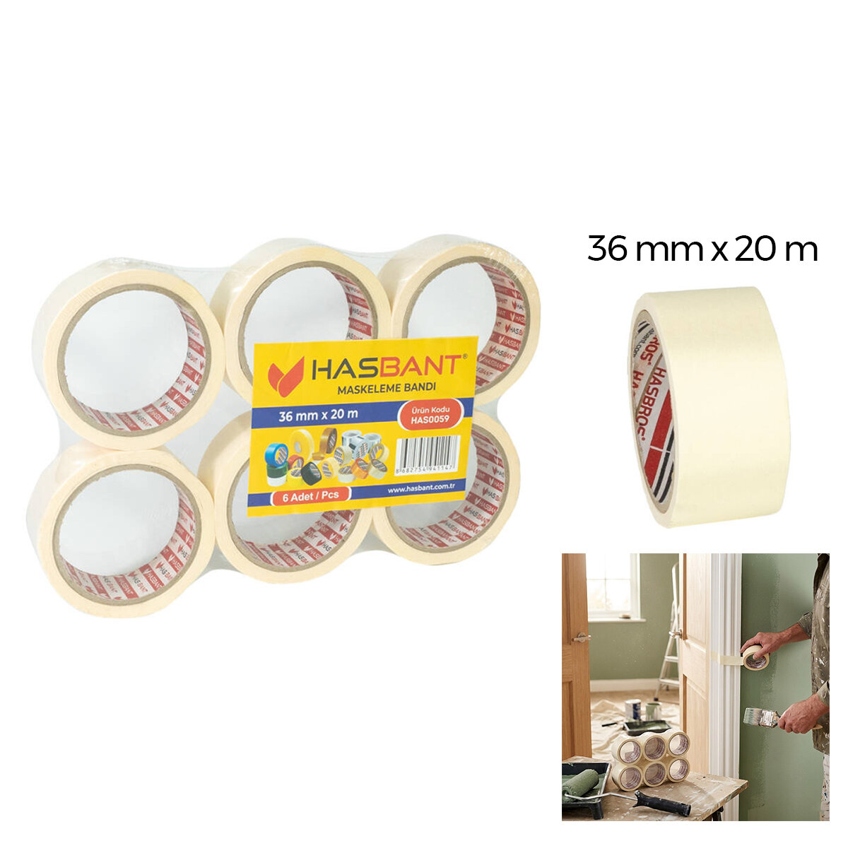 HASBANT HAS-0059 ( 36MM X 20YARDS=18.3MT ) MASKELEME BANTI*6X8