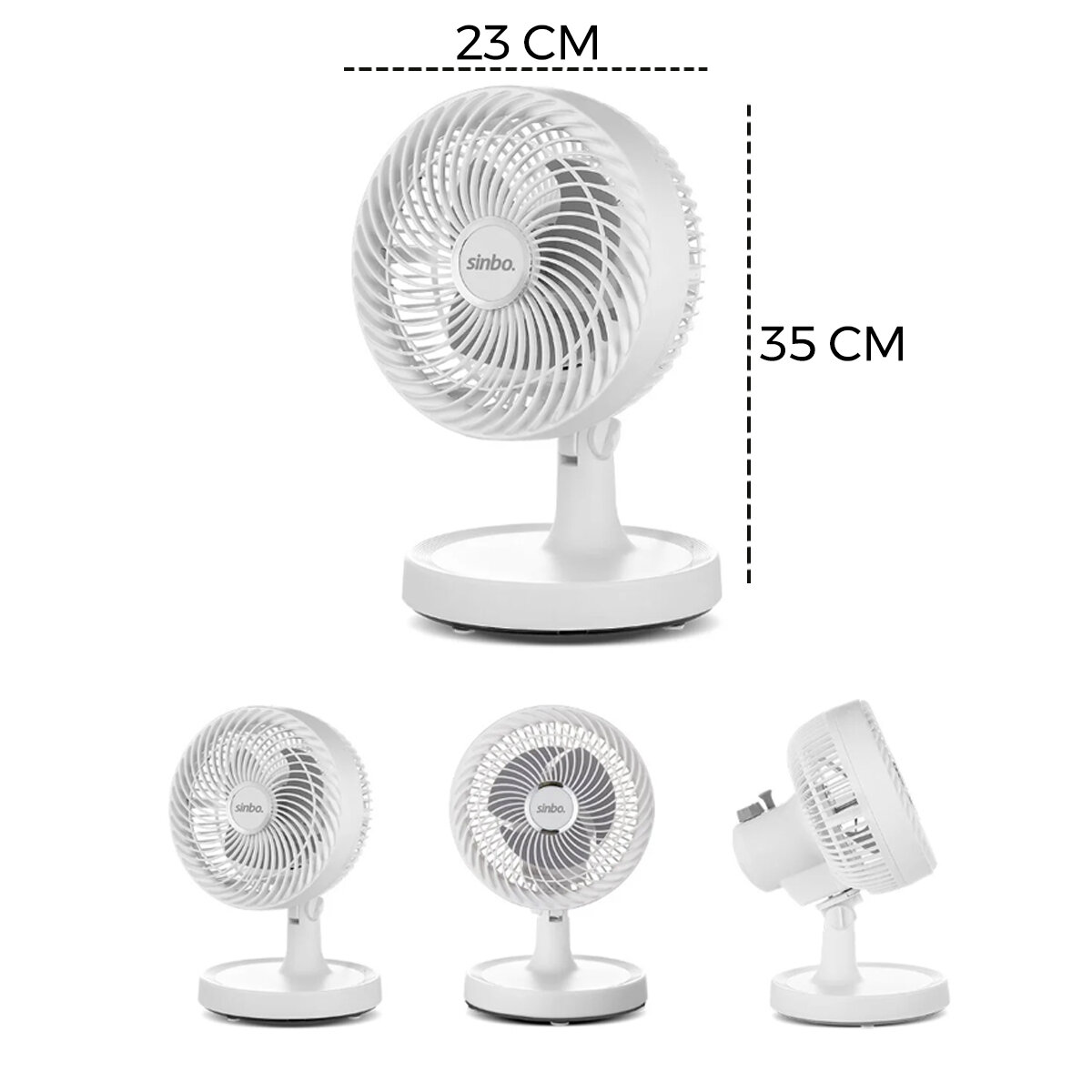 SİNBO SF-7703 ( BEYAZ ) ( 12" ) ( EV & OFİS) ( KOMPAKT & SESSİZ & İKİ KADEME ) MASAÜSTÜ VANTİLATÖR*12