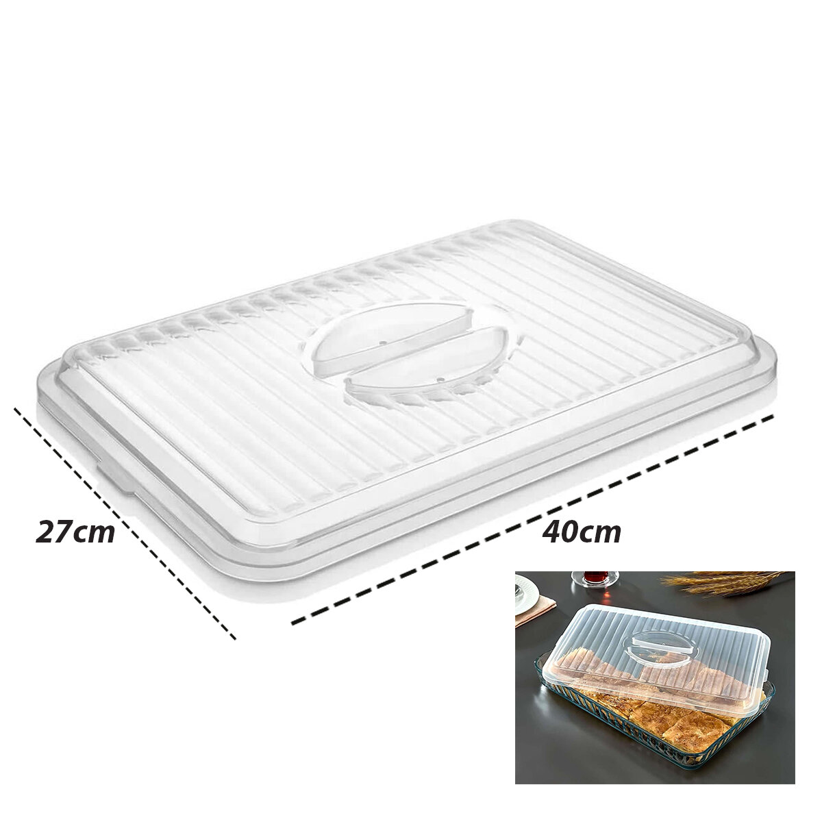 TİMEX TİM-140 ( DİKDÖRTGEN ) BORCAM KAPAK ( PLASTİK=BEYAZ-ŞEFFAF ) ( 27 X 40CM ) ( SICAK HAVA TAHLİYE DELİKLİ )*36=K