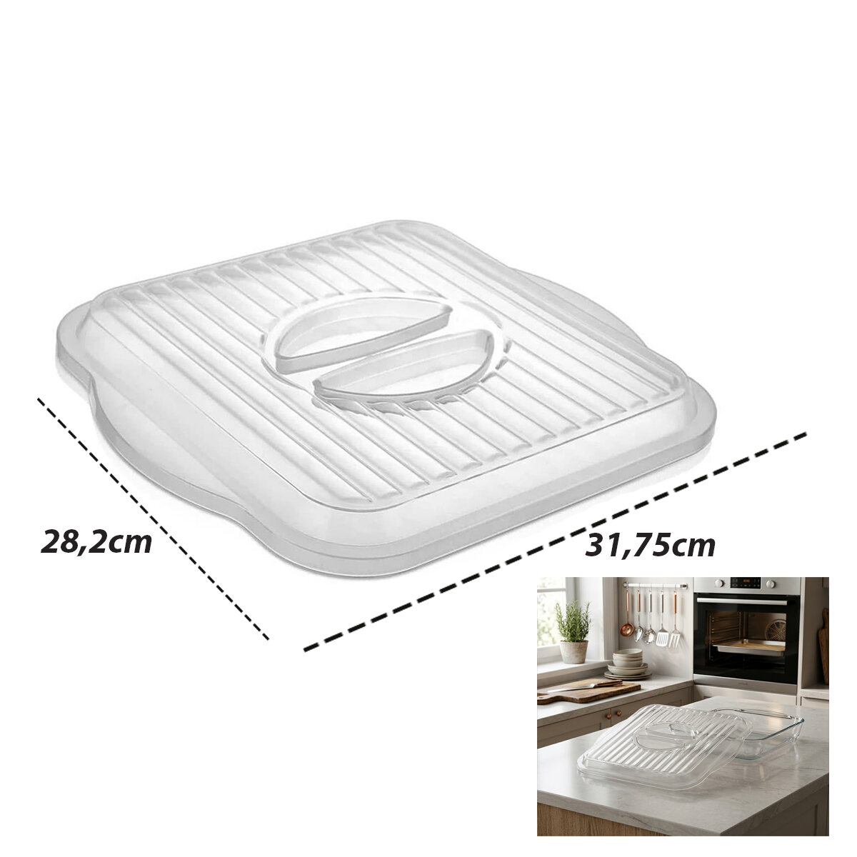 TİMEX TİM-138 ( KARE ) BORCAM KAPAK ( PLASTİK = BEYAZ - ŞEFFAF ) ( 28CM X 31.75CM ) ( SICAK HAVA TAHLİYE DELİKLİ )*36=K
