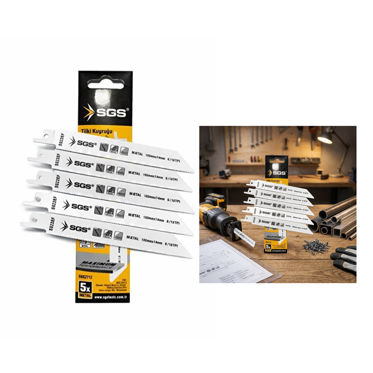 SGS-2712 ( 5PCS ) TİLKİ KUYRUĞU & TESTERE BIÇAĞI METAL ( 150MM/1.4MM )*20X5