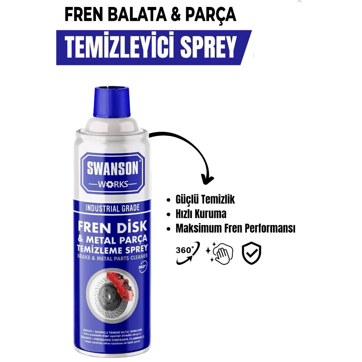 SWANSON WORKS SW-108 500 FREN & DİSK & BALATA & METAL PARÇA TEMİZLEME SPREY*24=K