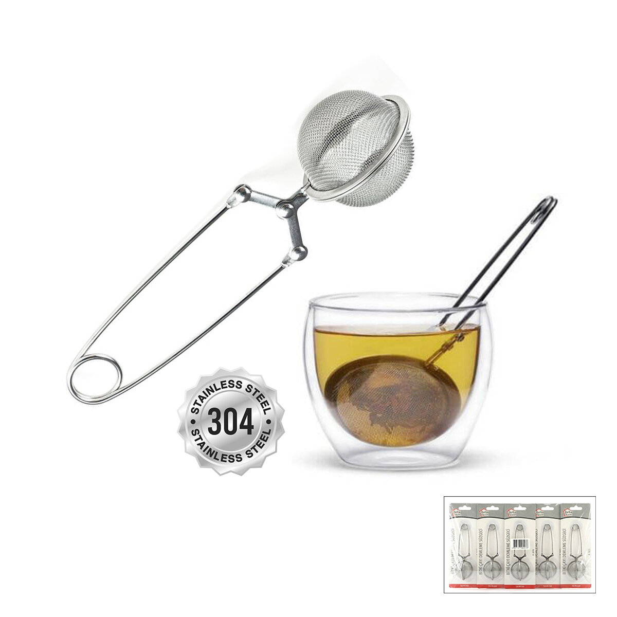 BELLA HOUSE K-2655 ( MAŞALI ) ( TEL METAL ) BİTKİ ÇAY DEMLEME SÜZGEÇ ( PASLANMAZ ÇELİK ) ( ÇAP: 5CM )*12X24