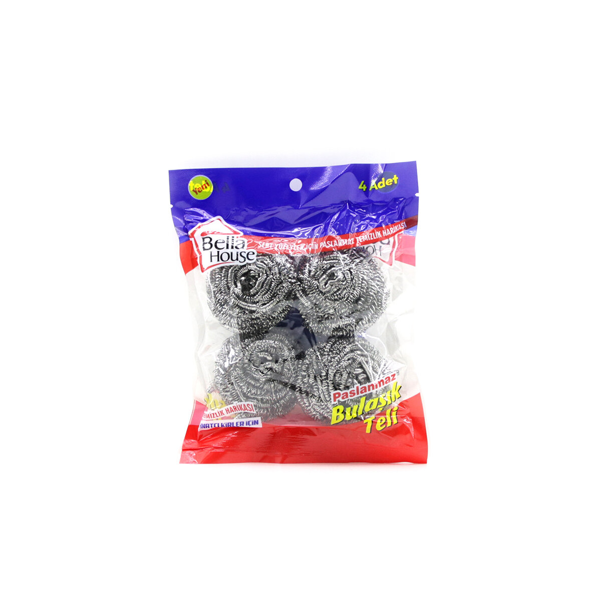 BELLA HOUSE K-7279 ( 4PCS ) ( POŞETLİ ) BULAŞIK TOP TELİ ( PASLANMAZ )*12X20 BELLA HOUSE K-7279 ( 4PCS ) ( POŞETLİ ) BULAŞIK TOP TELİ ( PASLANMAZ )*12X20