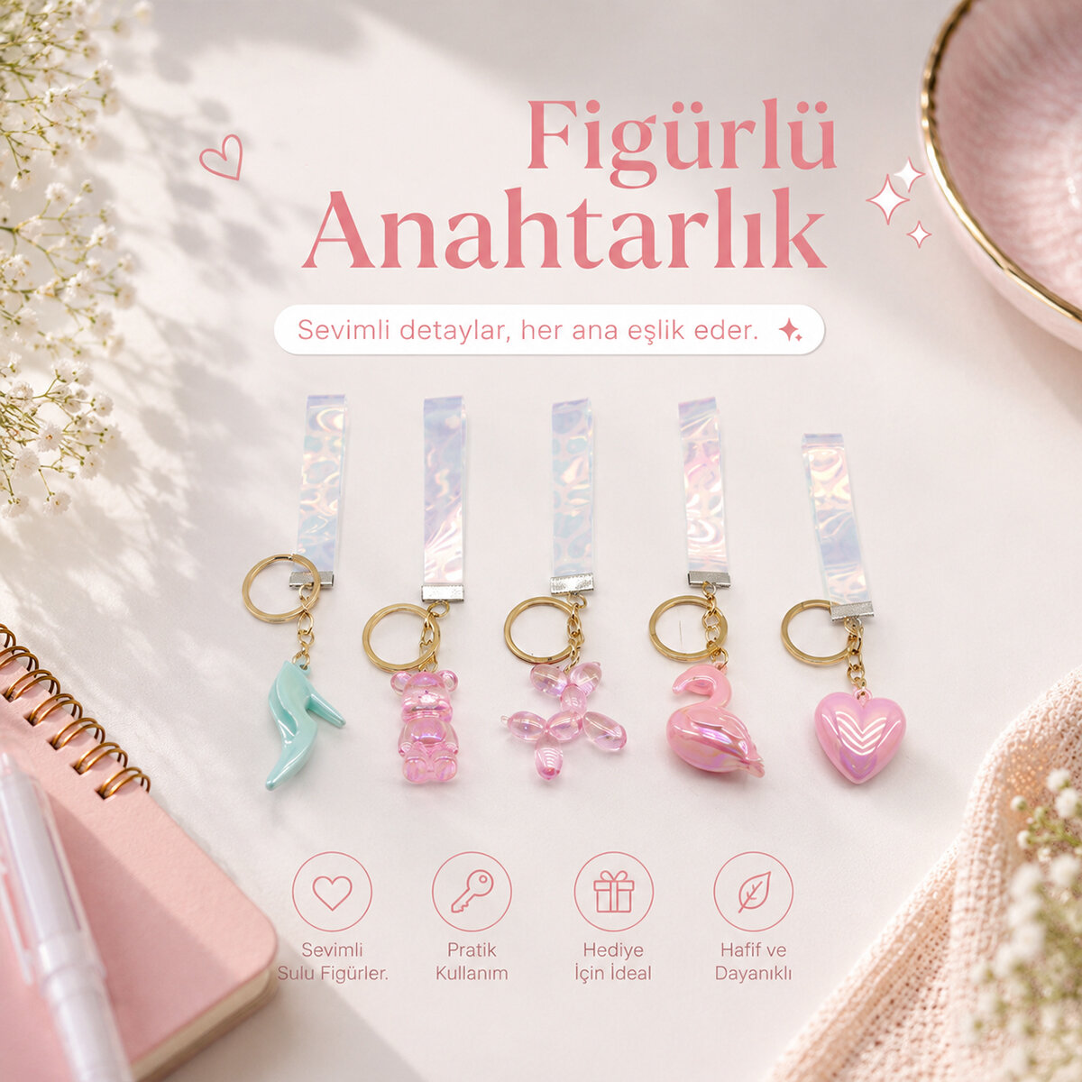 FASHION ACCESSORY K-6073 FİGÜRLÜ ANAHTARLIK ( MİX = DESEN & RENK )*12X60