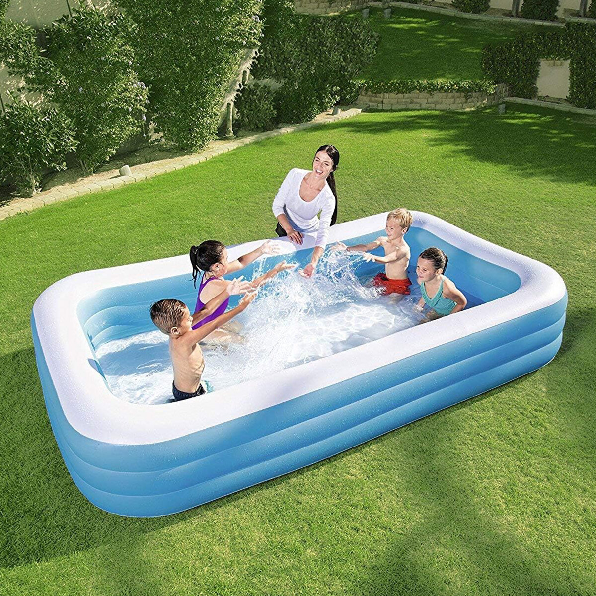 BESTWAY-54006 ( 2 HALKA ) ( 778LT ) DİKDÖRTGEN AİLE MAVİ ŞİŞME HAVUZ ( 2.62X1.75X51CM ) ( 6+ YAŞ )*3=K