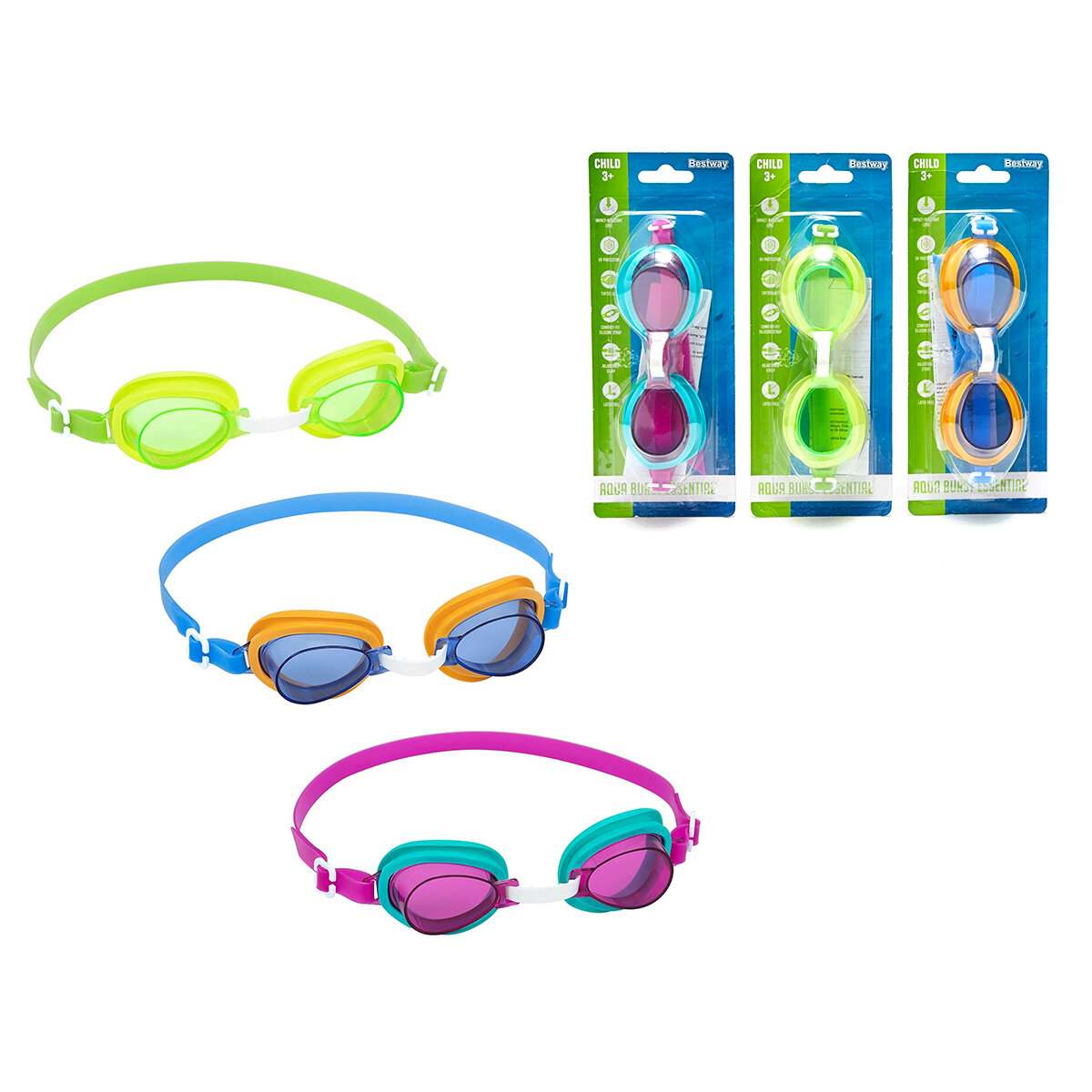BESTWAY-21002 ÇOCUK YÜZÜCÜ DENİZ & HAVUZ GÖZLÜK ( 3+YAŞ )*24=K