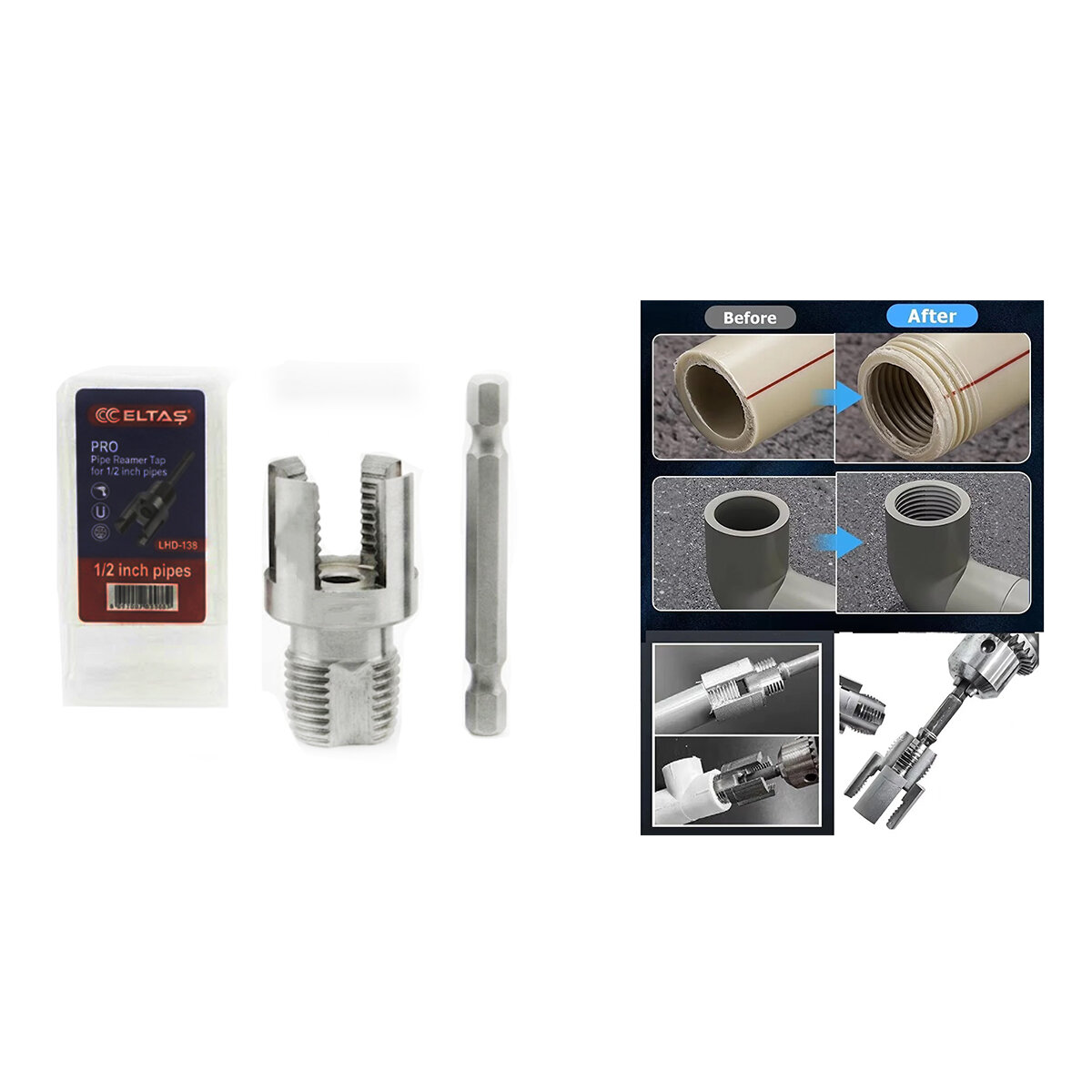 ELTAŞ WATER PİPE LRD-138 PLASTİK SU BORUSU ( İÇ DİŞ AÇMA ) MATKAP UCU ( 1/2 )*200 ELTAŞ WATER PİPE LRD-138 PLASTİK SU BORUSU ( İÇ DİŞ AÇMA ) MATKAP UCU ( 1/2 )*200