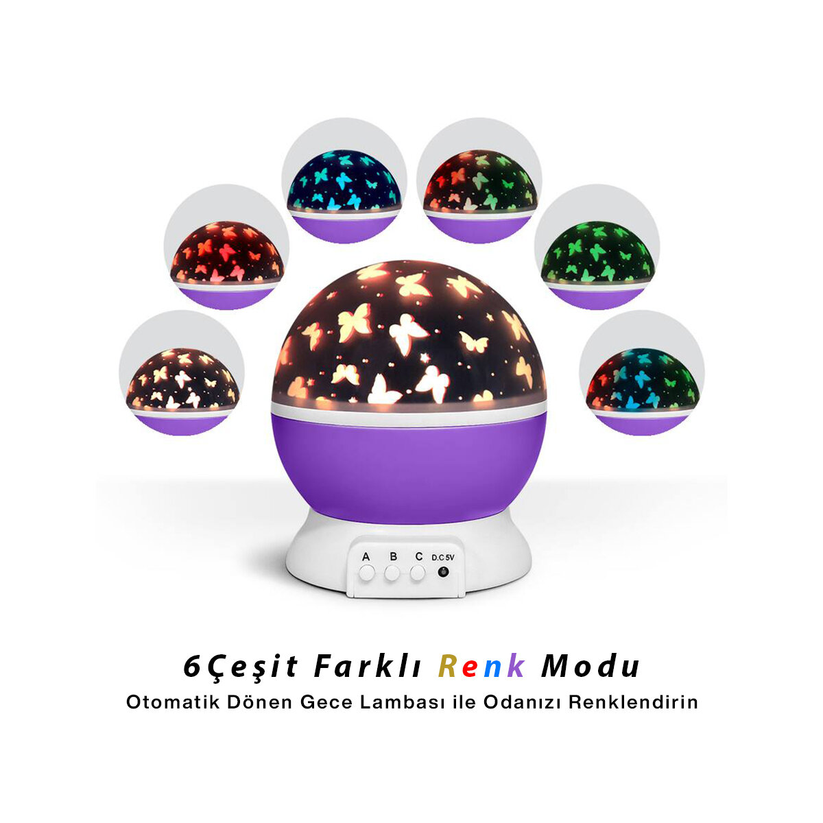 STAR MASTER SOLARVİTA SV-1046  ( OTOMATİK DÖNERLİ ) (AY & YILDIZ GÖRSELLİ) GECE LAMBASI  ( PİLLİ & USBLİ ) ( RENK & DESEN DEĞİŞTİRME ) ( INPUT:5.5V & OUTPUT:4.5V)*48