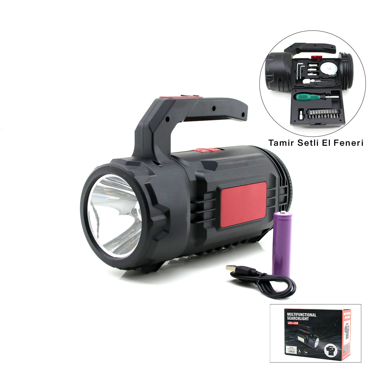 HASUBA HS-310 ( 2İN1 ) ( 19PCS = TAMİR & HIRDAVAT SETİ ) EL FENER & PROJEKTÖR ( LED + COB )( USB & TYPE-C & PİL ŞARJLI ) *20 HASUBA HS-310 ( 2İN1 ) ( 19PCS = TAMİR & HIRDAVAT SETİ ) EL FENER & PROJEKTÖR ( LED + COB )( USB & TYPE-C & PİL ŞARJLI ) *20