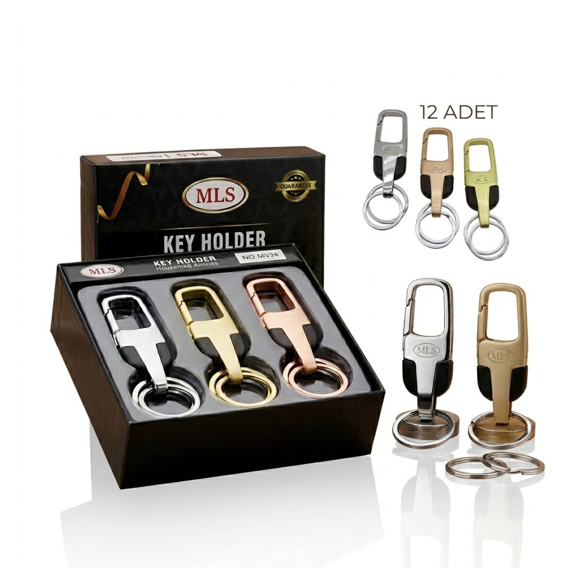 MLS KEY HOLDER M-304 ( RENKLİ METAL ) ANAHTARLIK ( KEMER GEÇMELİ ) ( ÇİFT HALKALI )*12X50