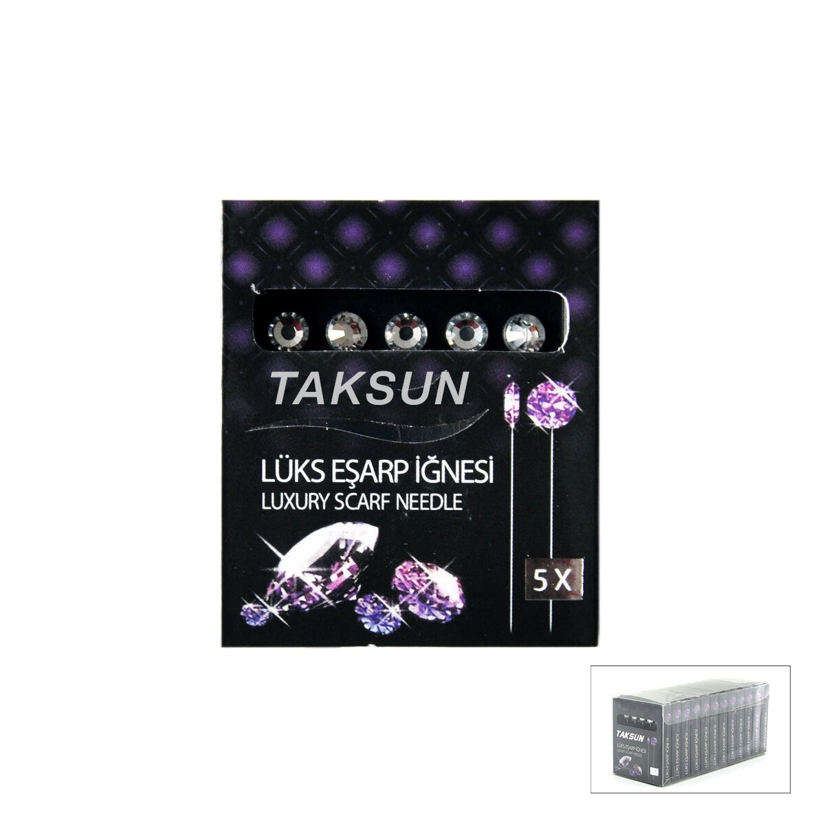 TAKSUN ( 5PCS ) ( SİYAH ) ( LUX ) BAŞÖRTÜ & EŞARP İĞNESİ*12X100