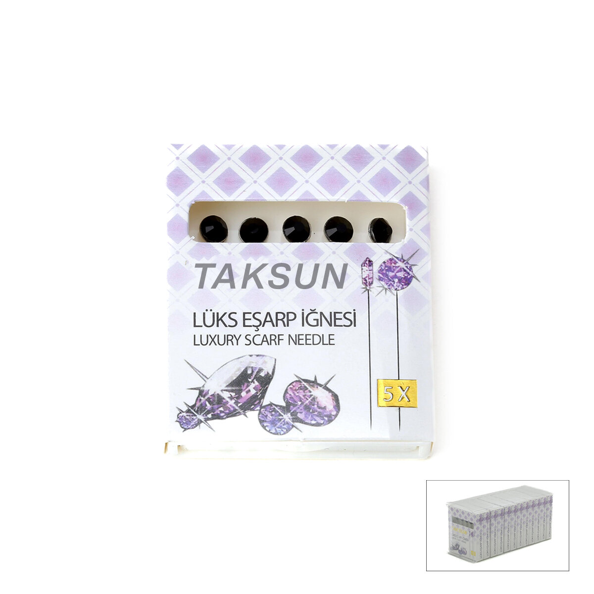 TAKSUN ( 5PCS ) ( BEYAZ ) ( LUX ) BAŞÖRTÜ & EŞARP İĞNESİ*12X100