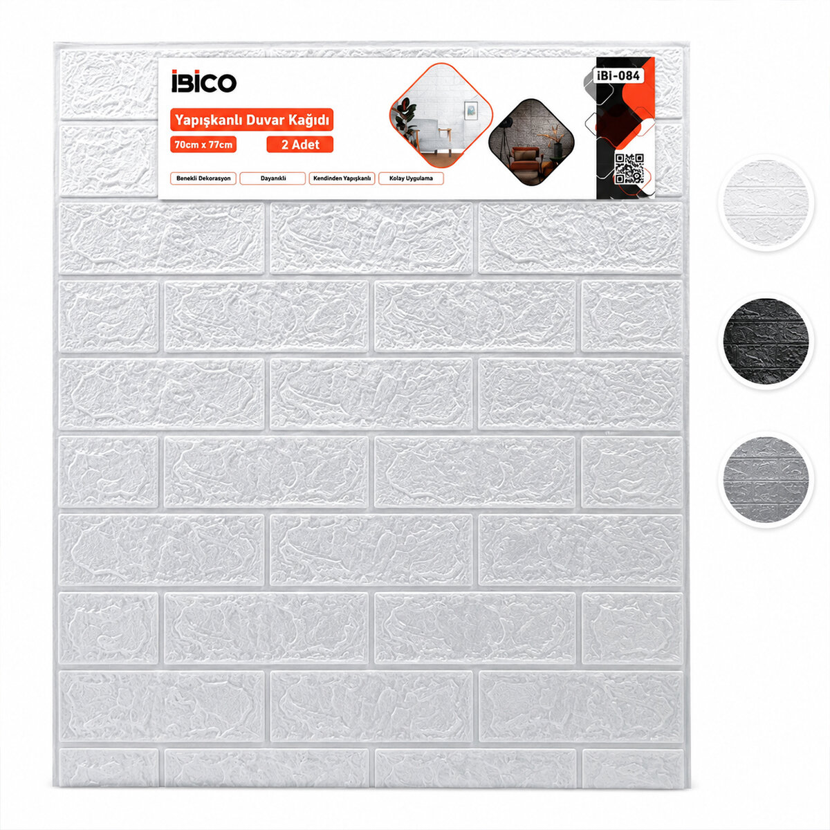 İBİCO İ13-084 ( 2PCS ) ( 70X77CM ) ( KABARTMA & KÖPÜK PANEL ) ( TUĞLA DESEN ) ( BEYAZ & SİYAH & GRİ ) YAPIŞKANLI DUVAR KAĞIT*60=K İBİCO İ13-084 ( 2PCS ) ( 70X77CM ) ( KABARTMA & KÖPÜK PANEL ) ( TUĞLA DESEN ) ( BEYAZ & SİYAH & GRİ ) YAPIŞKANLI DUVAR KAĞIT*60=K