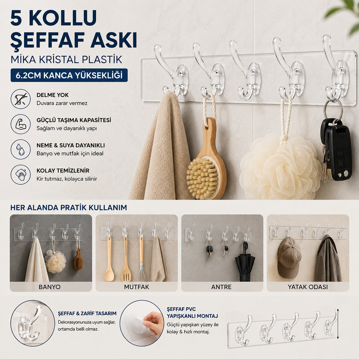 BAYSA-136 ( 5 KOLLU=6.2CM ) MİKA KRİSTAL PLASTİK ( ŞEFFAF ASKI ) ( ŞEFFAF PVC YAPIŞKANLI MONTAJ ) ( 6.4X29.3CM )*30X10 BAYSA-136 ( 5 KOLLU=6.2CM ) MİKA KRİSTAL PLASTİK ( ŞEFFAF ASKI ) ( ŞEFFAF PVC YAPIŞKANLI MONTAJ ) ( 6.4X29.3CM )*30X10