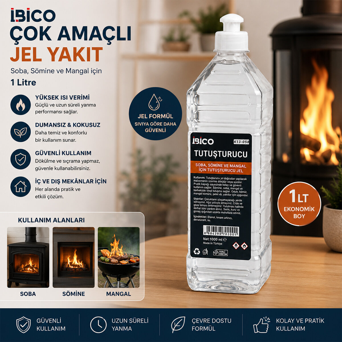 İBİCO K13-058 ( 1 LT ) ÇOK AMAÇLI JEL YAKIT*24=K İBİCO K13-058 ( 1 LT ) ÇOK AMAÇLI JEL YAKIT*24=K