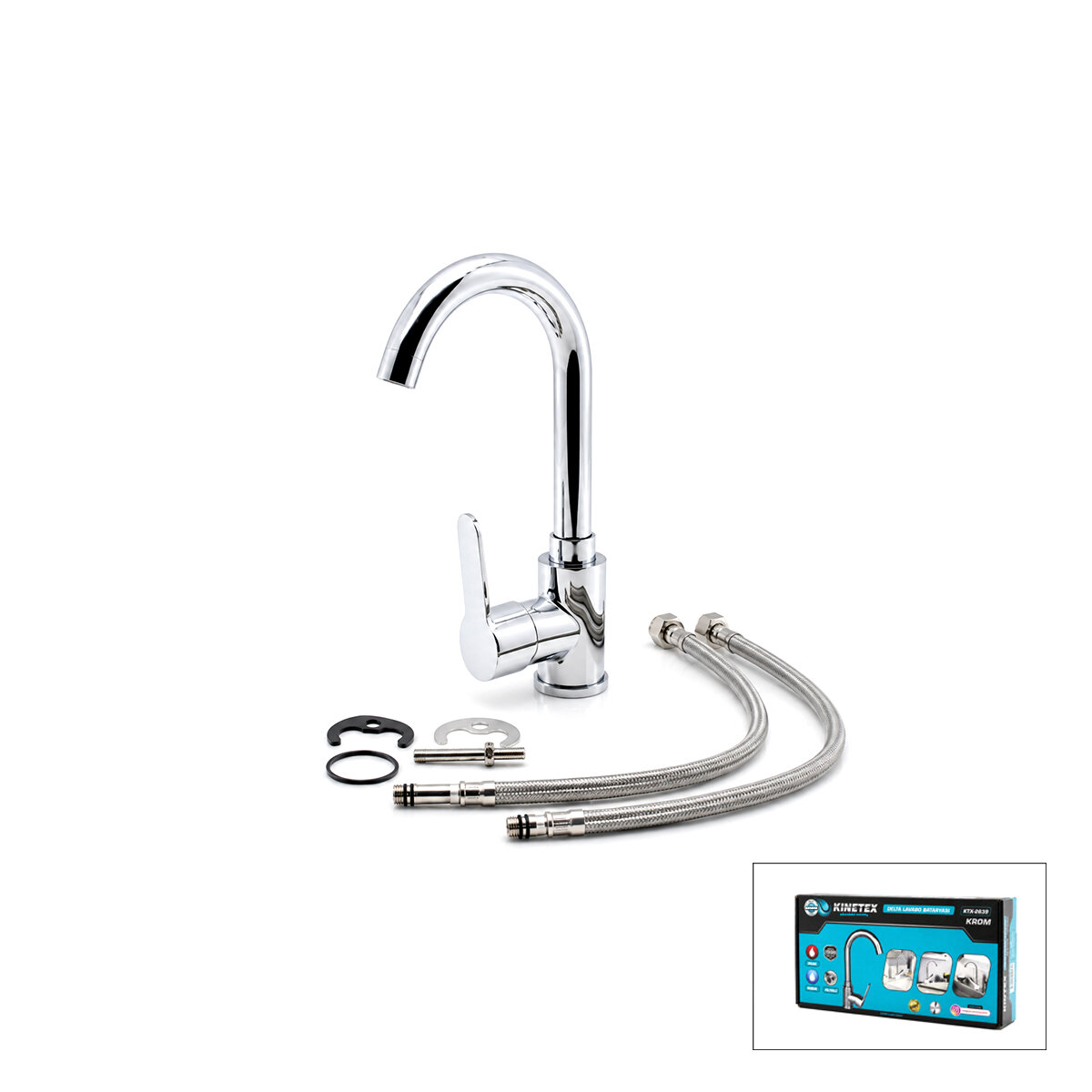 KINETEX KTX-2639 ( KROM ) DELTA LAVABO BATARYASI ( AÇ KAPA)*12